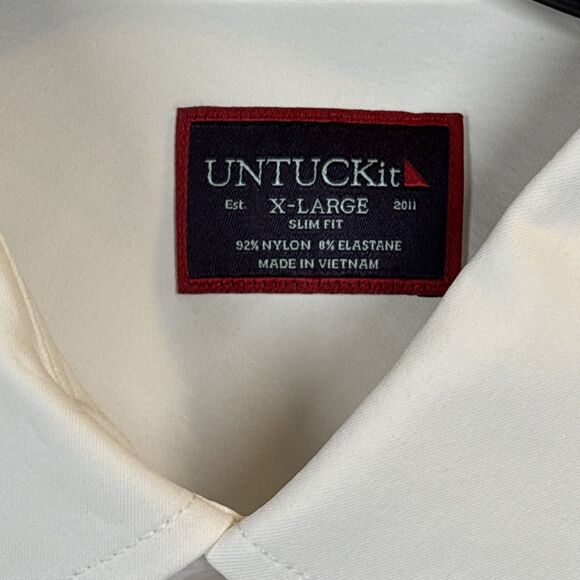 UNTUCKit 90% Nylon elastine Stretch White Button Up Shirt Mens X LARGE SLIM - Picture 5 of 12